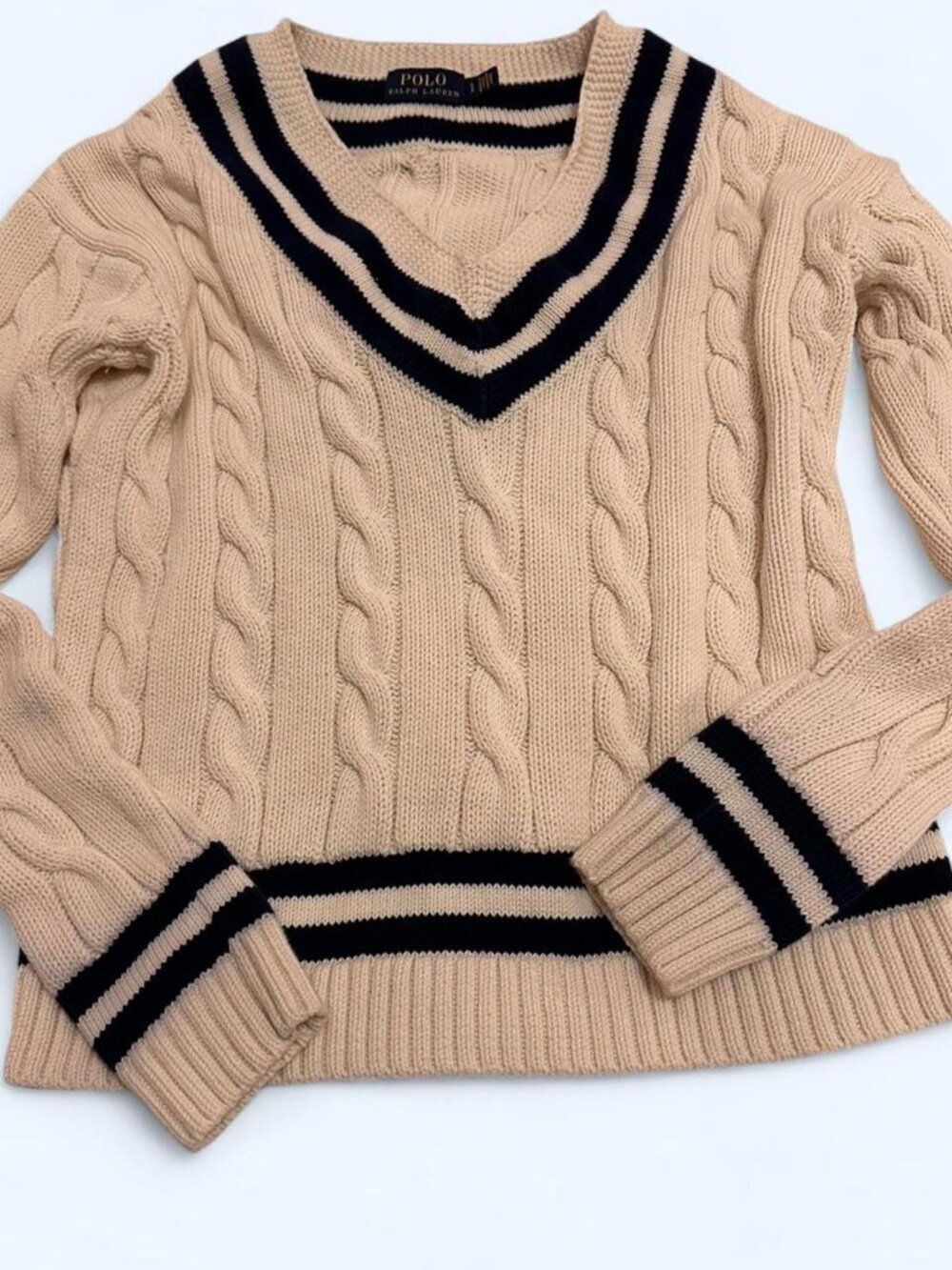 Polo Ralph Lauren Women's Cream and Tan Sweater